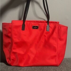 kate spade red tote with black straps